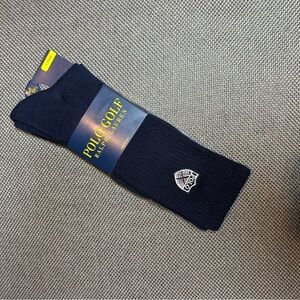 POLO RALPH LAUREN GOLF navy blue crew socks with white shield logo. XL